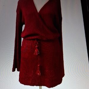 L*Space Deep Red V-Neck Sweater